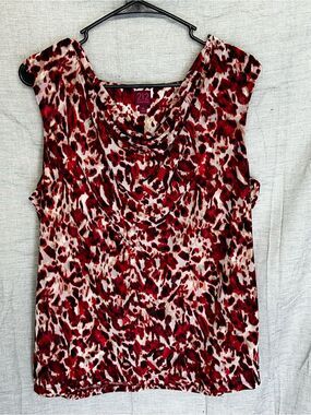 212 Collection Red and Cream Animal Print Cowl Neck Camisole